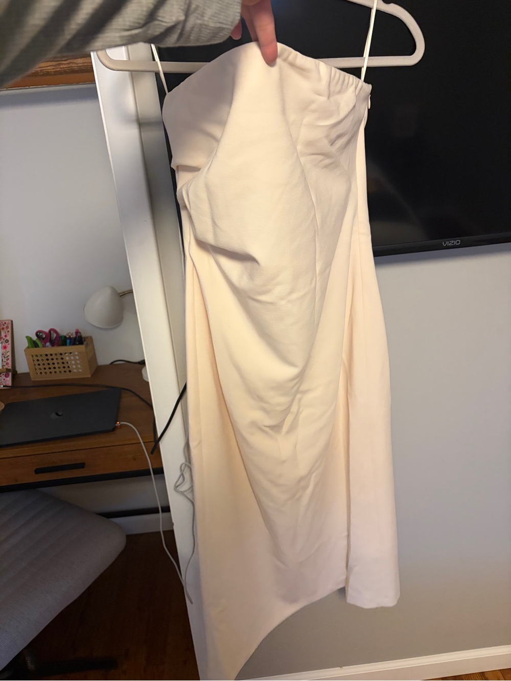 Vince Strapless Cream Midi Dress